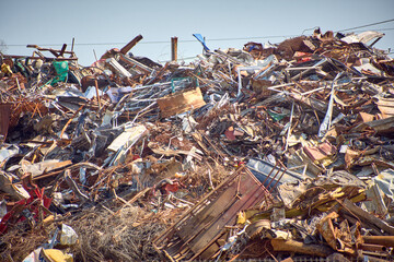 Scrap metal waste. Metal recycling