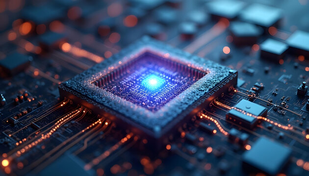 quantum computing semiconductor chip microprocessor artificial intelligence concept