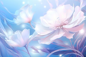 Obraz premium Blue Floral Frost pattern flower nature.