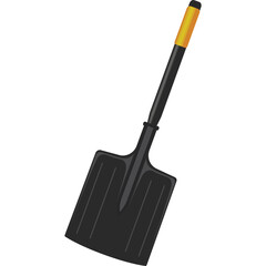 A Black Garden Spade With A Yellow Handle And Metal Head Isolated On A Transparent Background