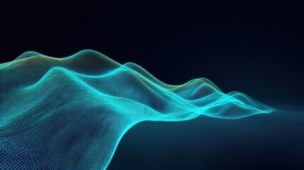 Abstract Digital Wave Form with Neon Colors Illustrating Fluid Motion and Energy in a Dark Background for Technology and Creative Design Projects