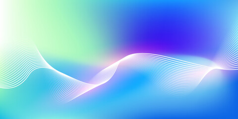 Abstract blue gradient background with shining lines waves. Minimalist background for banner, poster