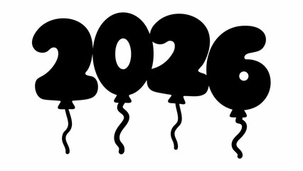Celebration balloons forming the year 2026 ready for festive new year parties and event announcements