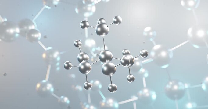 Aminomethyl propanol rotating 3d molecule, molecular structure of amines seamless video
