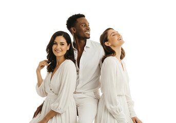 Stylized Group Portrait in White Outfits
