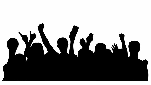 Excited crowd cheering and celebrating with raised hands at a vibrant event, capturing pure joy and energy for dynamic designs.