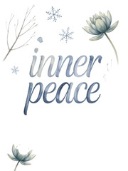 Discover profound inner peace and tranquility with serene winter lotus and snowflake motifs
