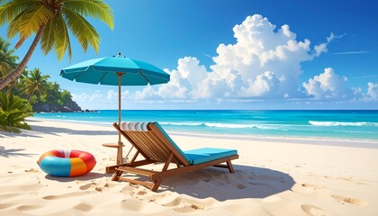 Tropical Beach Paradise - Relaxation and Serenity on a Sunny Day.