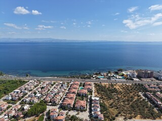 Fototapeta premium Aerial View of a Peaceful Coastal Town