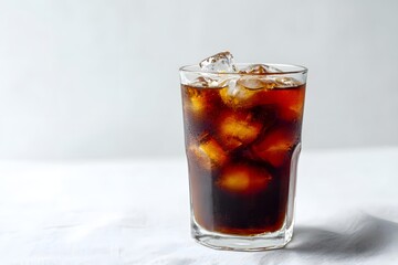 Iced Americano in a Clear Glass on White Background