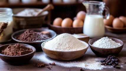 Rustic baking ingredients and kitchen utensils evoke warm memories and comforting aromas - Powered by Adobe