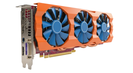Isolated graphics processing unit with three fans used for mining and computer gaming