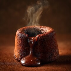 Hot Steaming Dark Chocolate Lava Cake Dessert Melting Rich Creamy Sauce