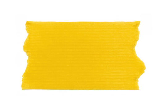 Yellow adhesive sticky tape piece with ragged edges on a transparent background for design elements