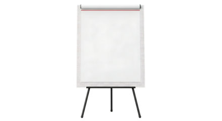 Blank white flip chart on a tripod stand ready for presentation or meeting notes