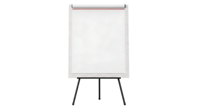 Blank white flip chart on a tripod stand ready for presentation or meeting notes - Powered by Adobe