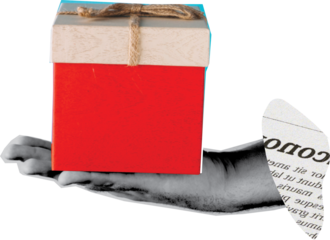 gift-giving hands art collage