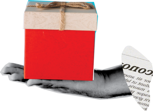 gift-giving hands art collage - Powered by Adobe