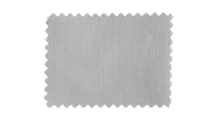A neutral grey fabric swatch with serrated pinked edges isolated on a transparent background.