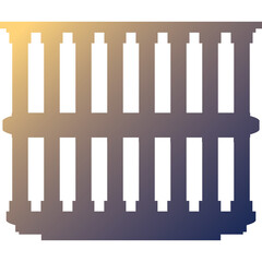 Architectural Balustrade Silhouette with Golden Yellow to Deep Blue Gradient on Transparent Background Represents Classical Design Elements