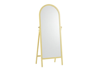 Isolated modern adjustable height arched floor mirror, full length home decor reflection