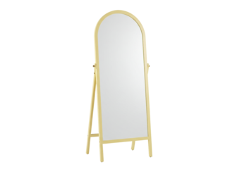 Isolated modern adjustable height arched floor mirror, full length home decor reflection