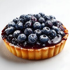 Fresh Blueberry Tart with Powdered Sugar Close-up