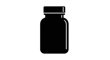 Black silhouette of a medicine bottle with a cap.