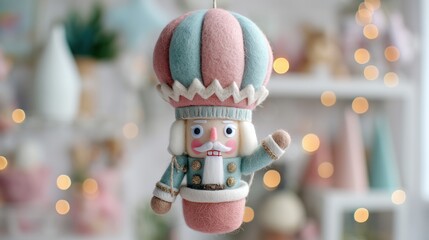 Festive Nutcracker Ornament: A whimsical nutcracker ornament in pastel hues adds a touch of enchantment to the holiday season, radiating festive charm and cheer. 
