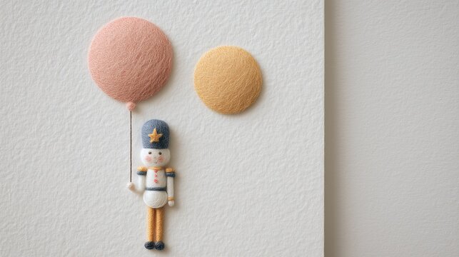 Playful Soldier with Balloon: A charming, decorative soldier figurine holds a balloon, adding a touch of whimsy and joy to a space, evoking a sense of innocent delight and celebration.