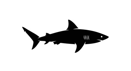 Silhouette of a Great White Shark swimming in the ocean.