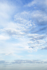 Beautiful cloudy light blue sky with many white clouds background texture