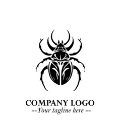 Beetle Logo Symbol in Black on the White Background with Simple Modern Insect Design