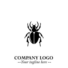 Beetle Logo Symbol in Black on the White Background with Simple Modern Insect Design