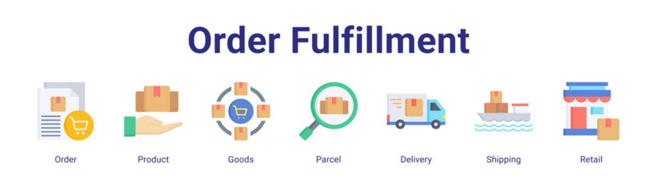 Order Fulfillment web icon vector illustration concept with icon of Order,Product,Goods,Parcel,Delivery,Shipping,Retail.