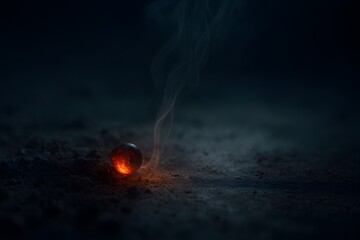 Single Burning Ember on Dark Ground – Symbol of Hope, Energy, and Resilience