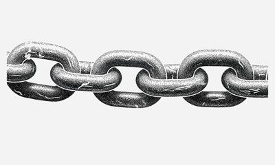 Fototapeta premium Close-up of a Detailed Steel Chain Symbolizing Strength, Unity, and Connection on White
