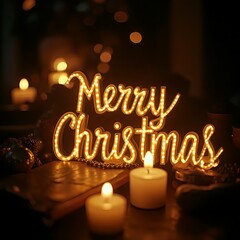 キャンドルとメリークリスマスの光景｜Candle Light Merry Christmas