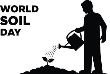 Celebrate World Soil Day with this inspiring silhouette of a person nurturing a young plant, symbolizing growth and environmental care.