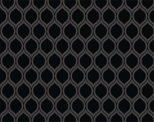 Naklejka premium Dark Seamless Geometric Pattern with Repeating Ogee Arches Keywords: dark, seamless, geometric, pattern, background