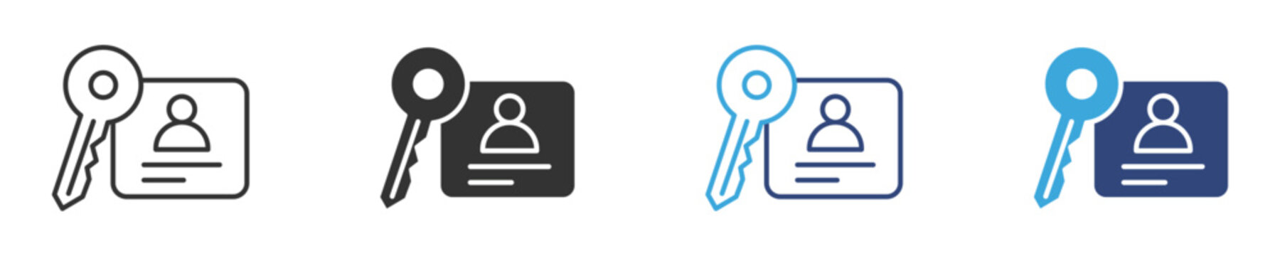 Key Access icon set, Keycard Icon representing room access or security in hotels. vector illustration .