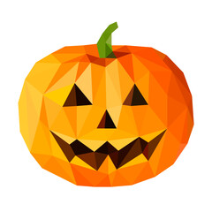 Polygonal halloween pumpkins arranged on a white background