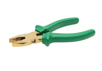 Isolated metal pliers with green handle are ready for home improvement and repair work