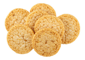 Isolated image of a pile of seven rice cakes snacks ready to eat nutritious ingredient