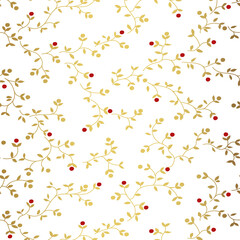 Christmas seamless pattern with leaves