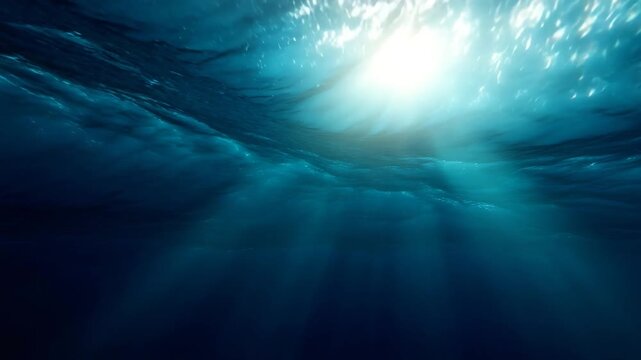 Sun Beams Shining Through Water Surface Background
