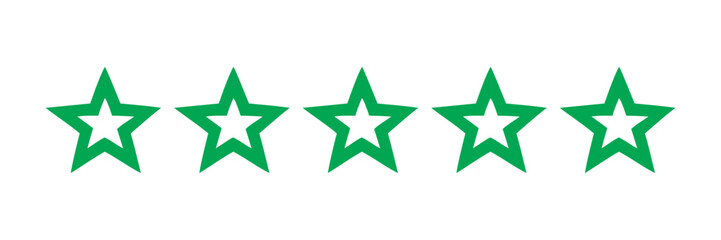 Five Star Outline Icon Set - Rating and Quality Vector Symbols