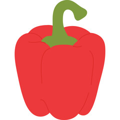 A Vibrant Red Bell Pepper with a Green Stem Isolated on a Transparent Background Representing Freshness and Healthy Eating