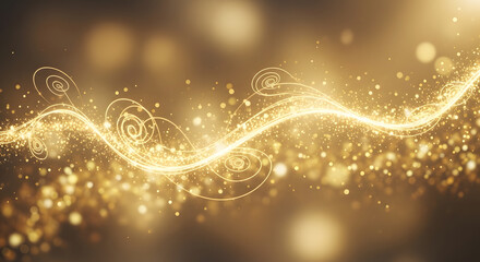 Elegant golden light streaks and bokeh create a magical and festive atmosphere for celebrations and special occasions
