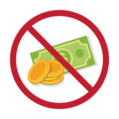 Isolated label pictogram cashless Payment only, cash money is not accepted, for cashier and store sticker